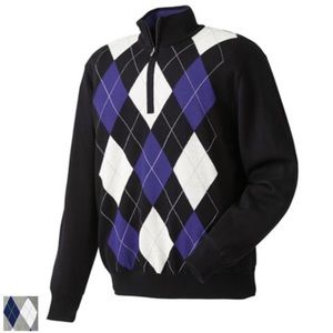 FootJoy Performance Half Zip Lined Merino Wool Argyle Sweater size L